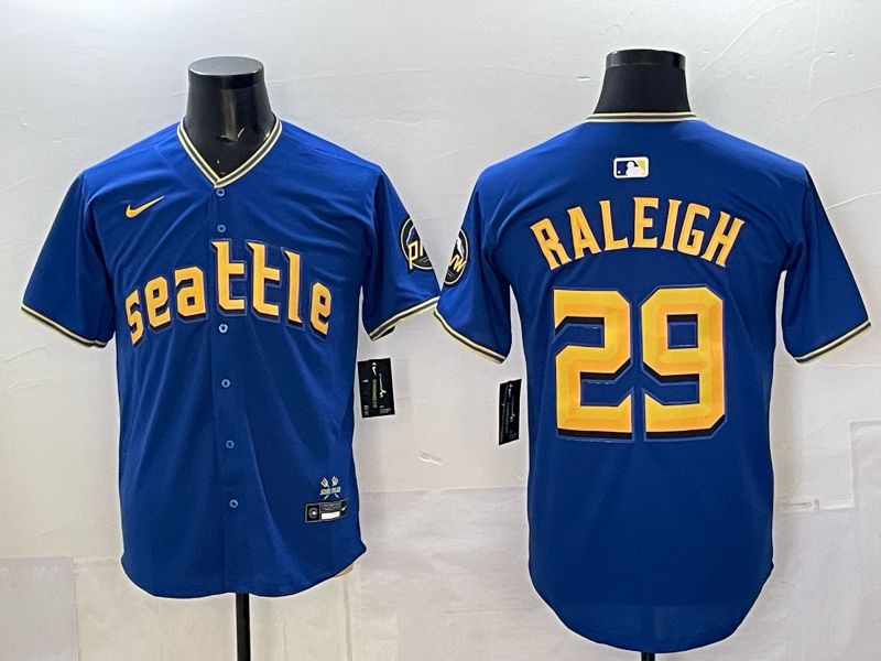 Men 2025 Seattle Mariners #29 Raleigh Blue City Edition Nike MLB Jersey style 87